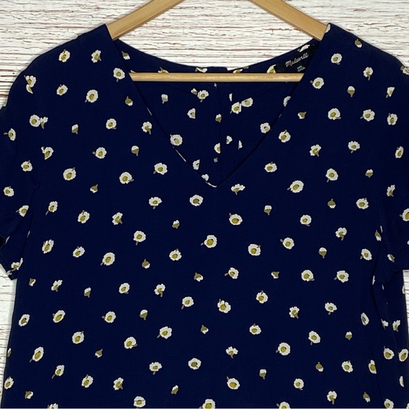 Madewell Button-Back Easy Dress in Daisy Dots in Navy Sz XXS - Picture 7 of 16